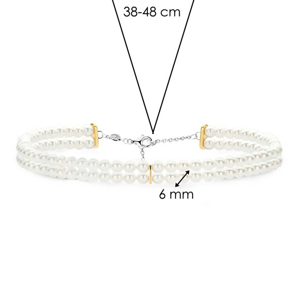 Ti Sento Double Strand Pearl Necklace, Silver