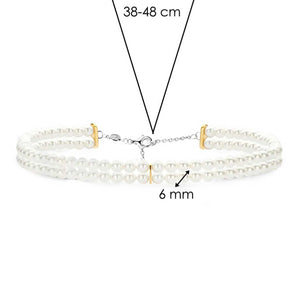 Ti Sento Double Strand Pearl Necklace, Silver
