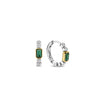Ti Sento Emerald Huggie Hoops, Silver