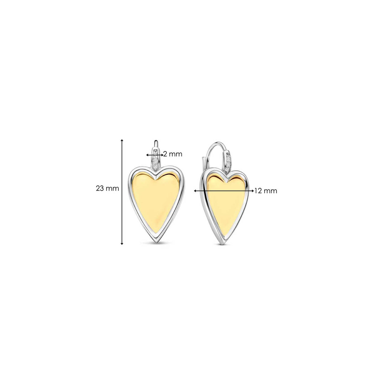 Ti Sento Heart Earrings, Gold & Silver