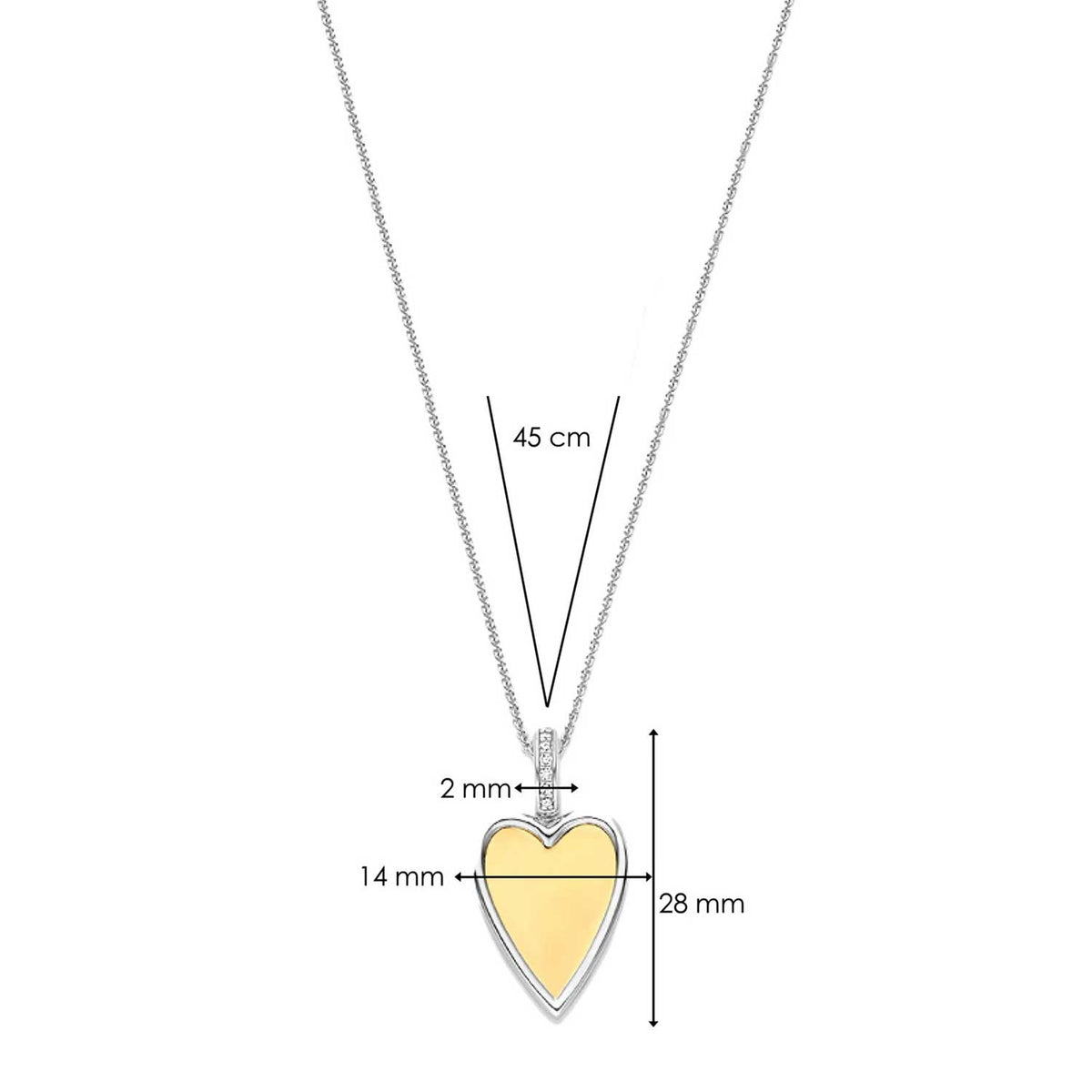 Ti Sento Heart Pendant Necklace, Silver & Gold