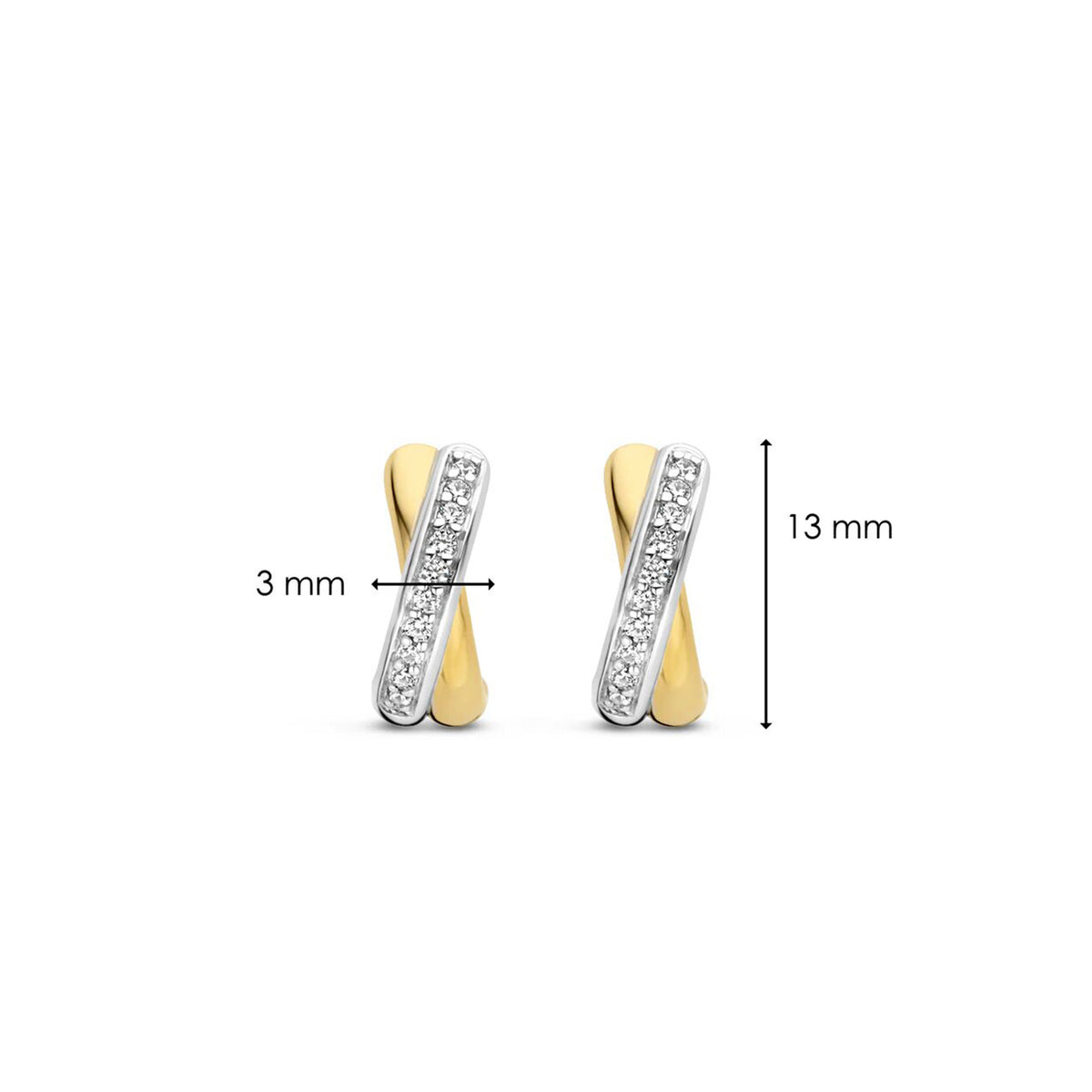 Ti Sento Infinity CZ Huggie Hoops, Silver & Gold