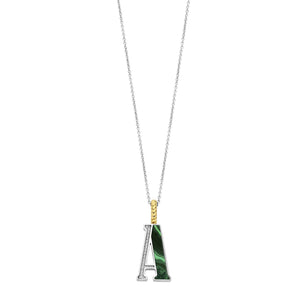 Ti Sento Initial Pendant Necklace, Silver & Malachite