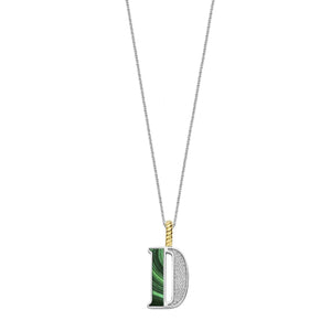 Ti Sento Initial Pendant Necklace, Silver & Malachite