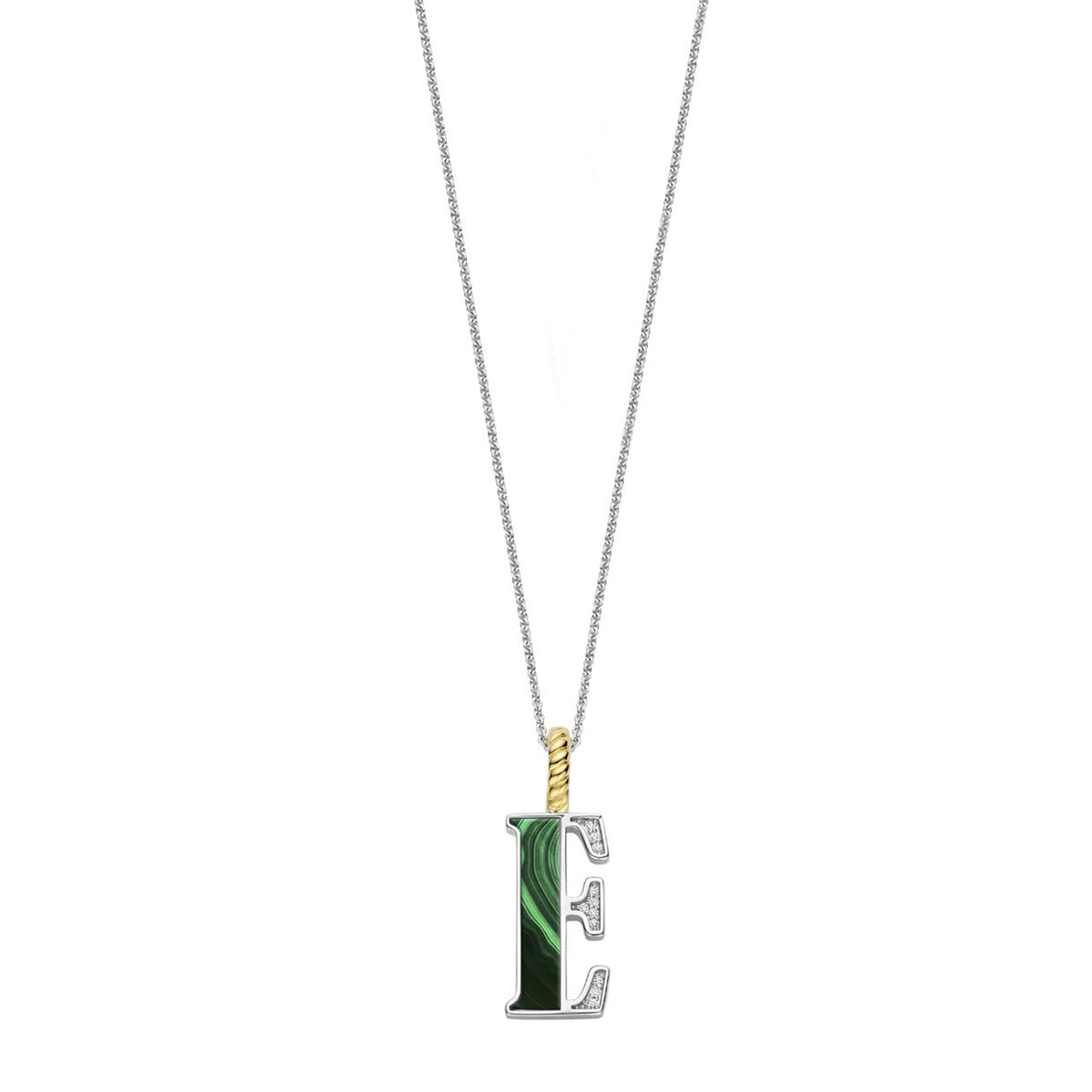 Ti Sento Initial Pendant Necklace, Silver & Malachite
