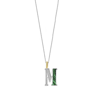 Ti Sento Initial Pendant Necklace, Silver & Malachite