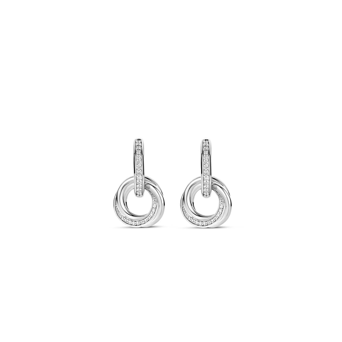 Ti Sento CZ Interlocking Hoop Earrings, Silver