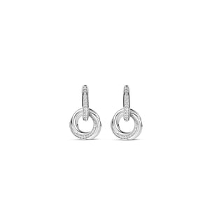 Ti Sento CZ Interlocking Hoop Earrings, Silver