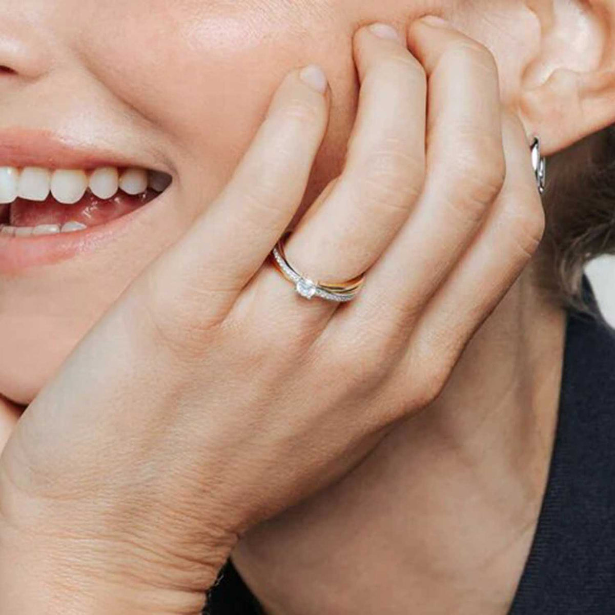 Ti Sento Interwining Bands Ring, Gold & Silver