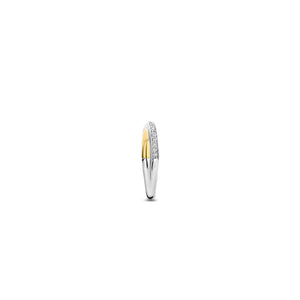 Ti Sento Intertwining Pavé Band Ring, Silver & Gold