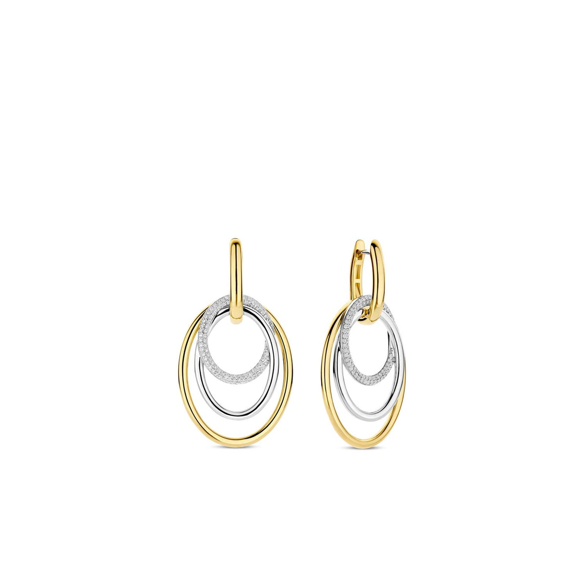 Ti Sento Layered Hoops Earrings, Silver & Gold