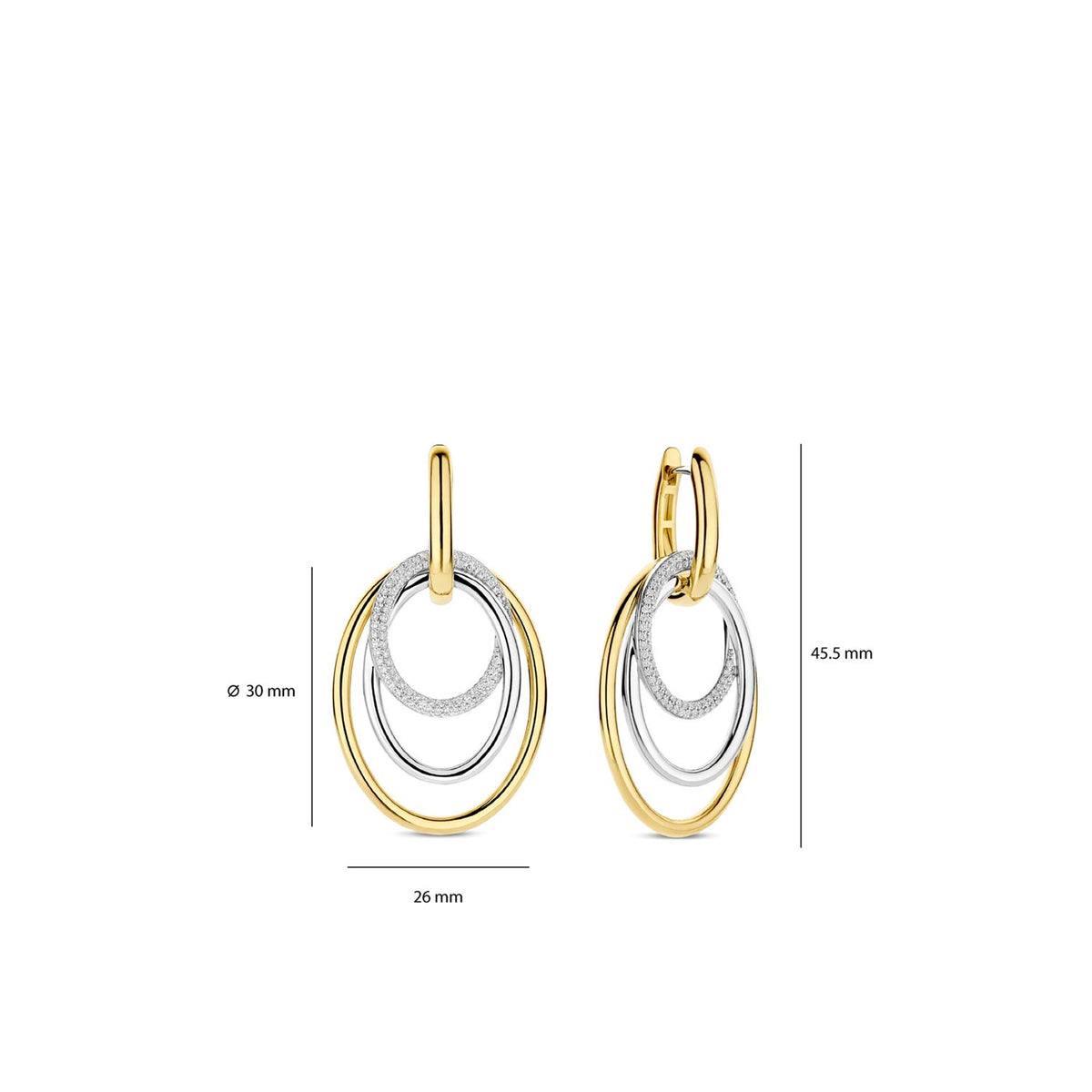 Ti Sento Layered Hoops Earrings, Silver & Gold