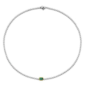 Ti Sento Malachite Tennis Necklace, Silver