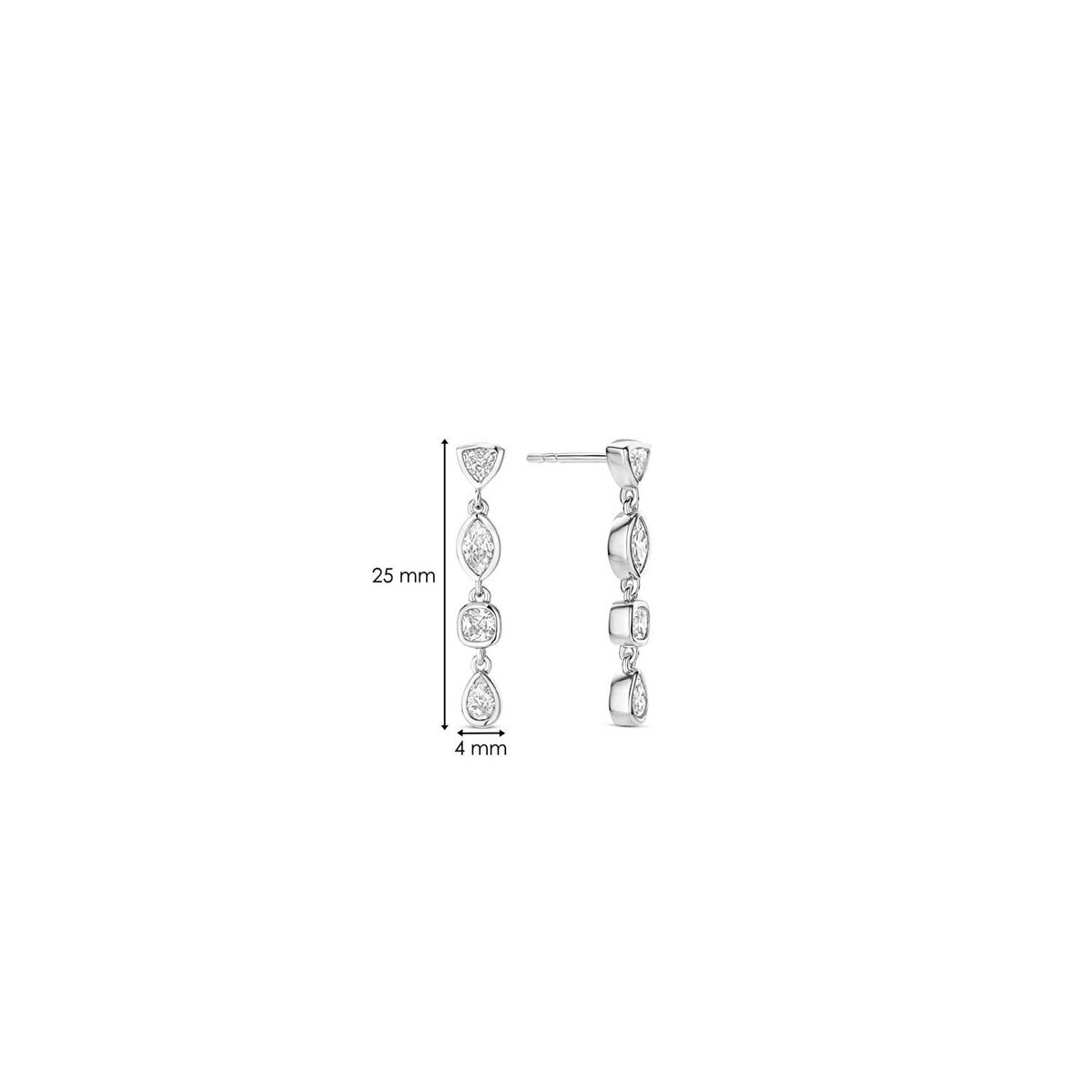 Ti Sento Marquise CZ Drop Earrings, Silver