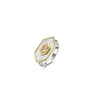 Ti Sento Mother of Pearl & Pink Stone Geometric Ring, Gold & Silver