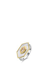 Ti Sento Mother of Pearl & Pink Stone Geometric Ring, Gold & Silver