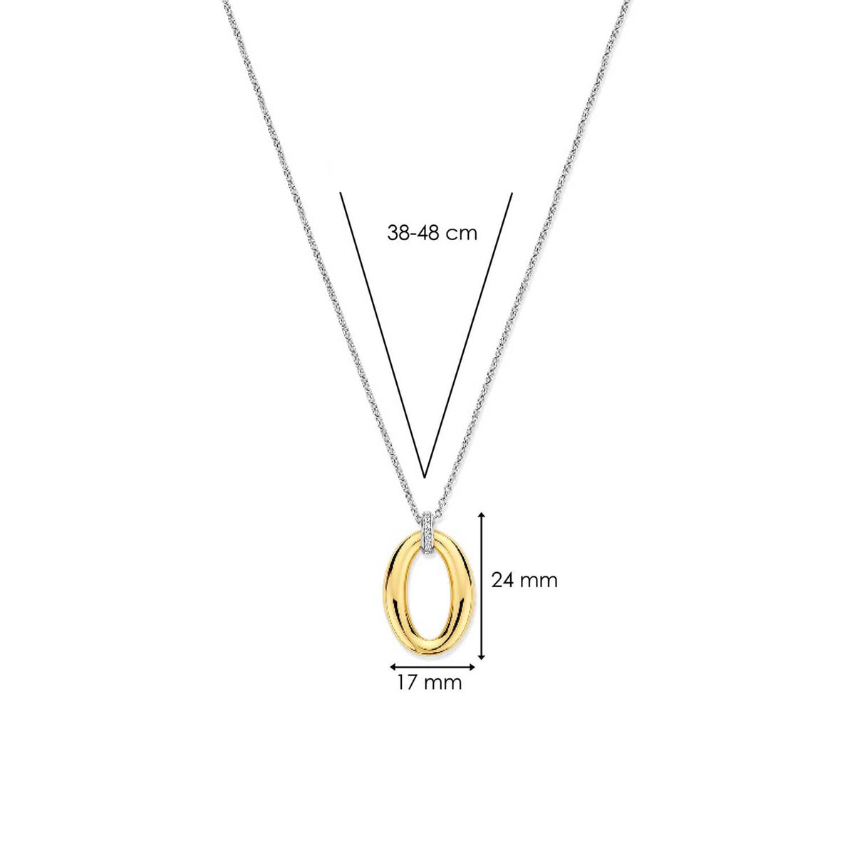 Ti Sento Oval Necklace, Silver & Gold
