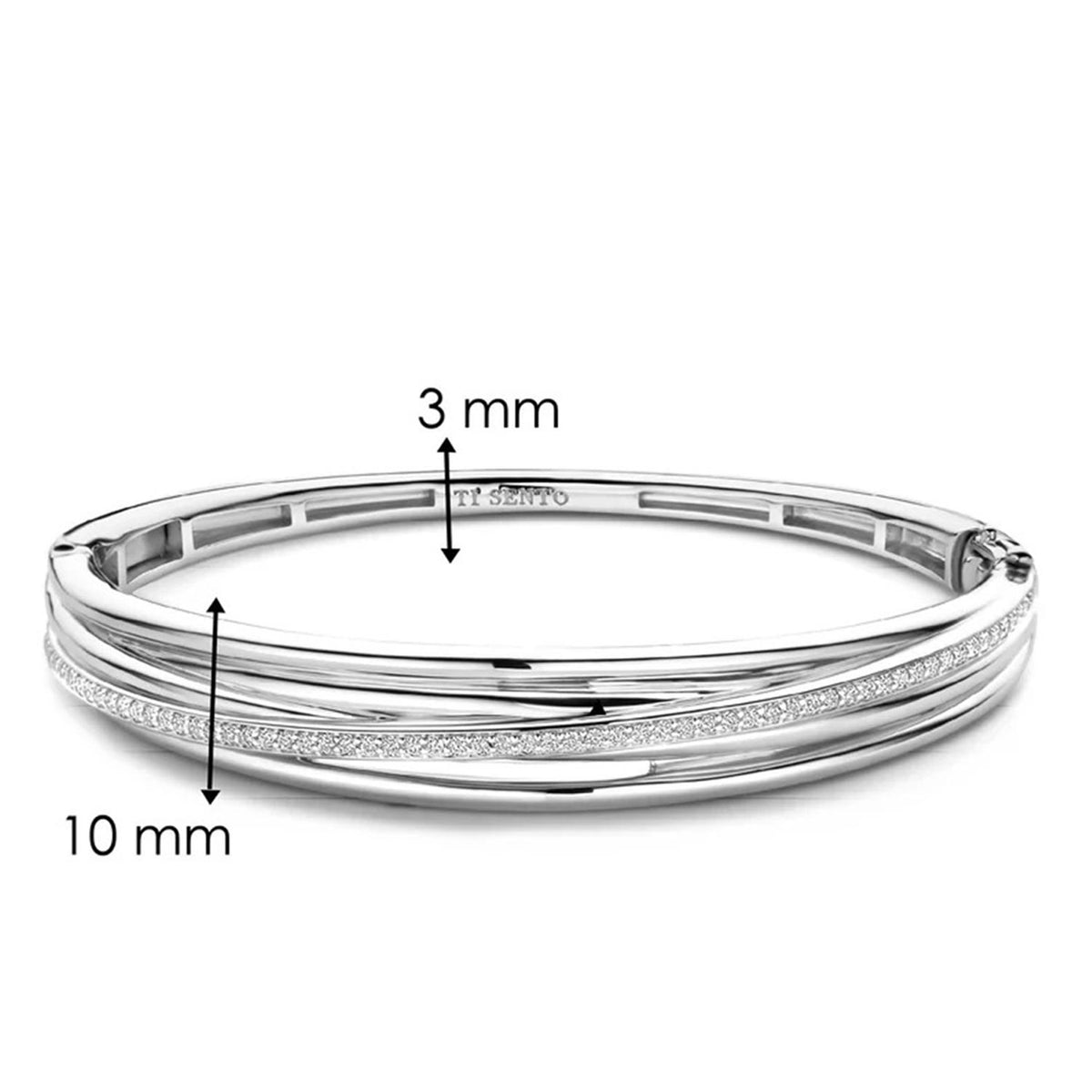 Ti Sento Pavé Band Bangle, Silver