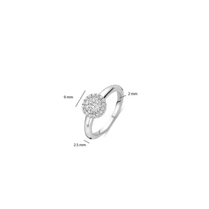 Ti Sento Pavé Halo Solitaire Ring, Silver