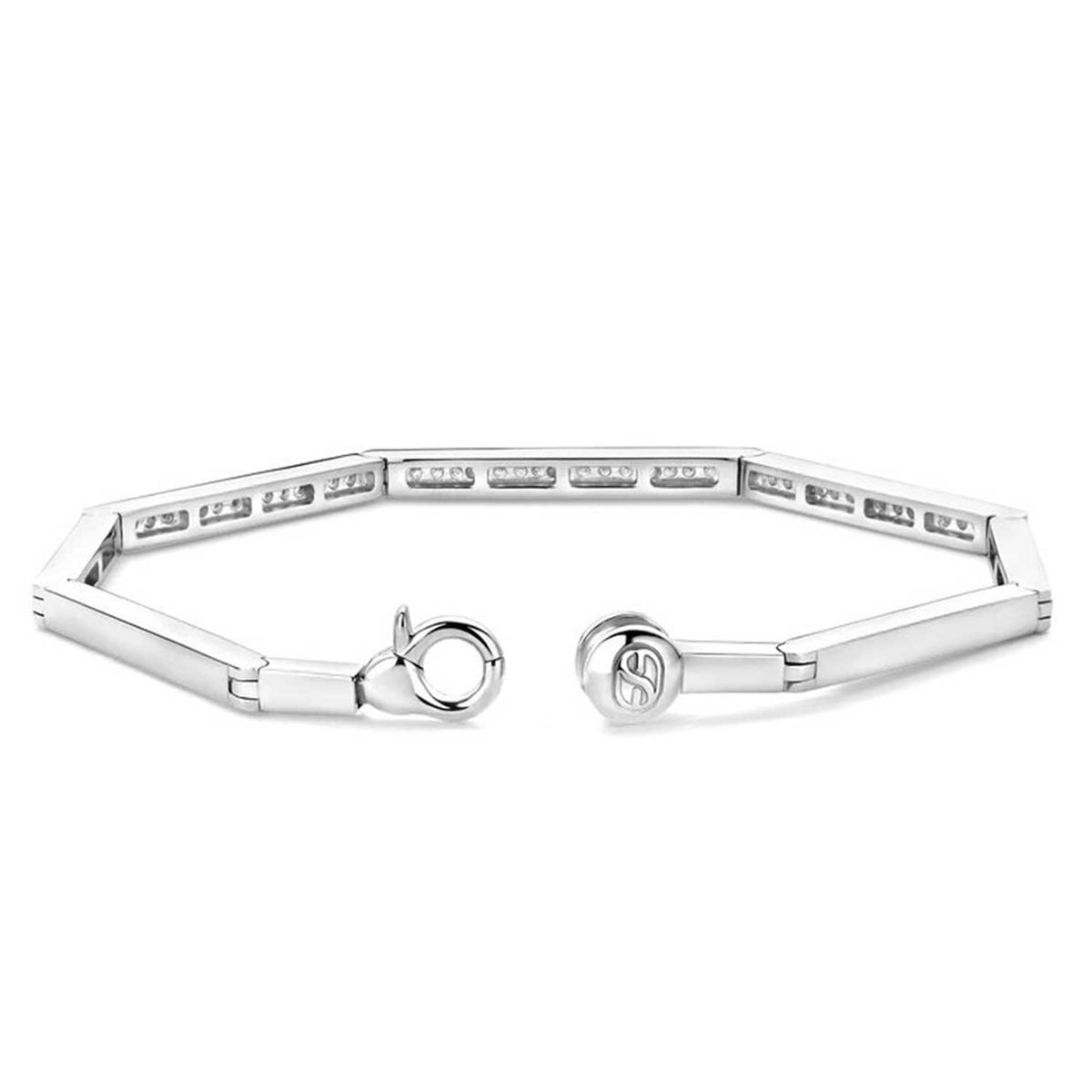 Ti Sento Pavé Hexagonal Bracelet, Silver
