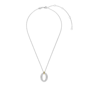 Ti Sento Pavé Oval Necklace, Silver