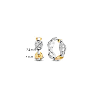 Ti Sento Pavé Two-Tone Coffee Bean Hoops, Silver & Gold
