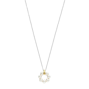 Ti Sento Pearl Circle Pendant Necklace, Silver