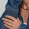Ti Sento Pearl & CZ Double Band Ring, Silver
