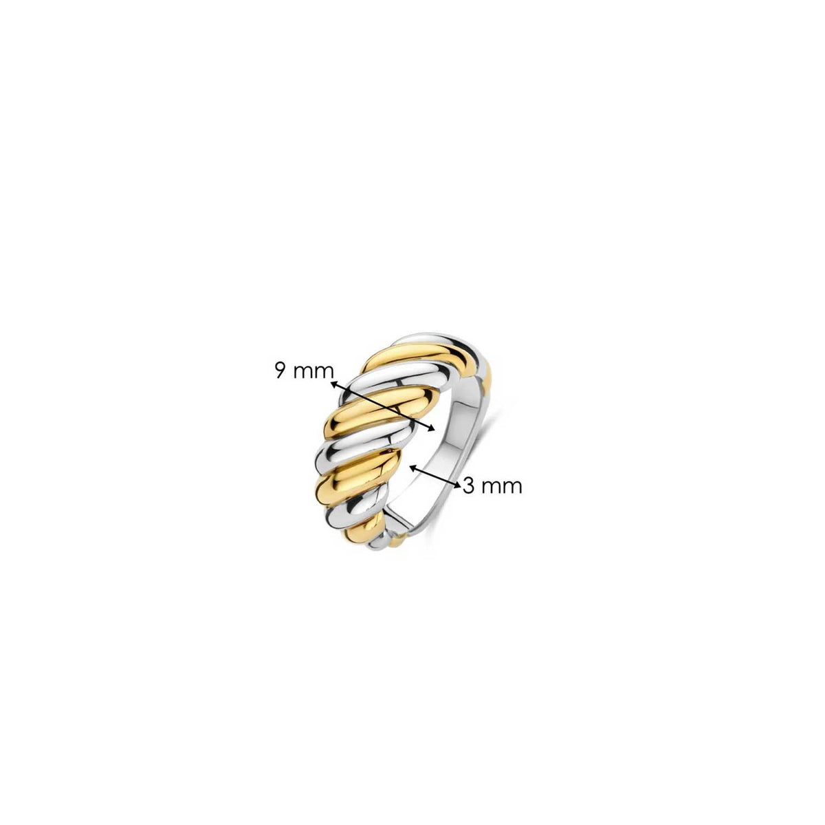 Ti Sento Piped Dome Ring, Gold & Silver