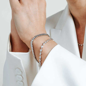Ti Sento Rectangular CZ Row Bracelet, Silver