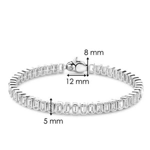 Ti Sento Rectangular CZ Row Bracelet, Silver