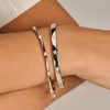 Ti Sento Rectangular Zirconia Bangle, Silver