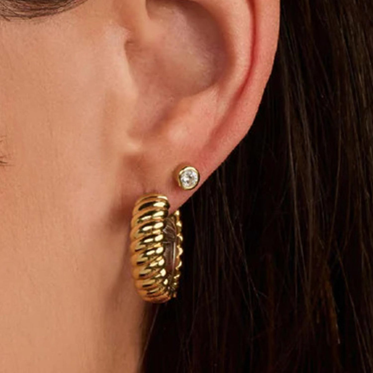 Ti Sento Round Stud Earrings, Gold