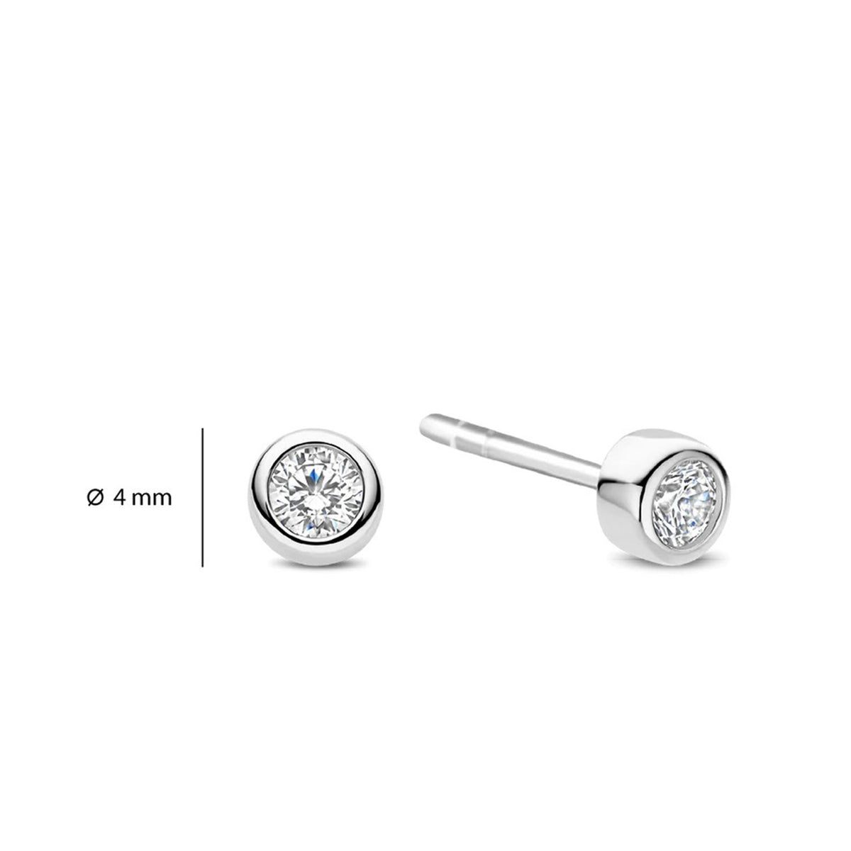 Ti Sento Round Stud Earrings, Silver