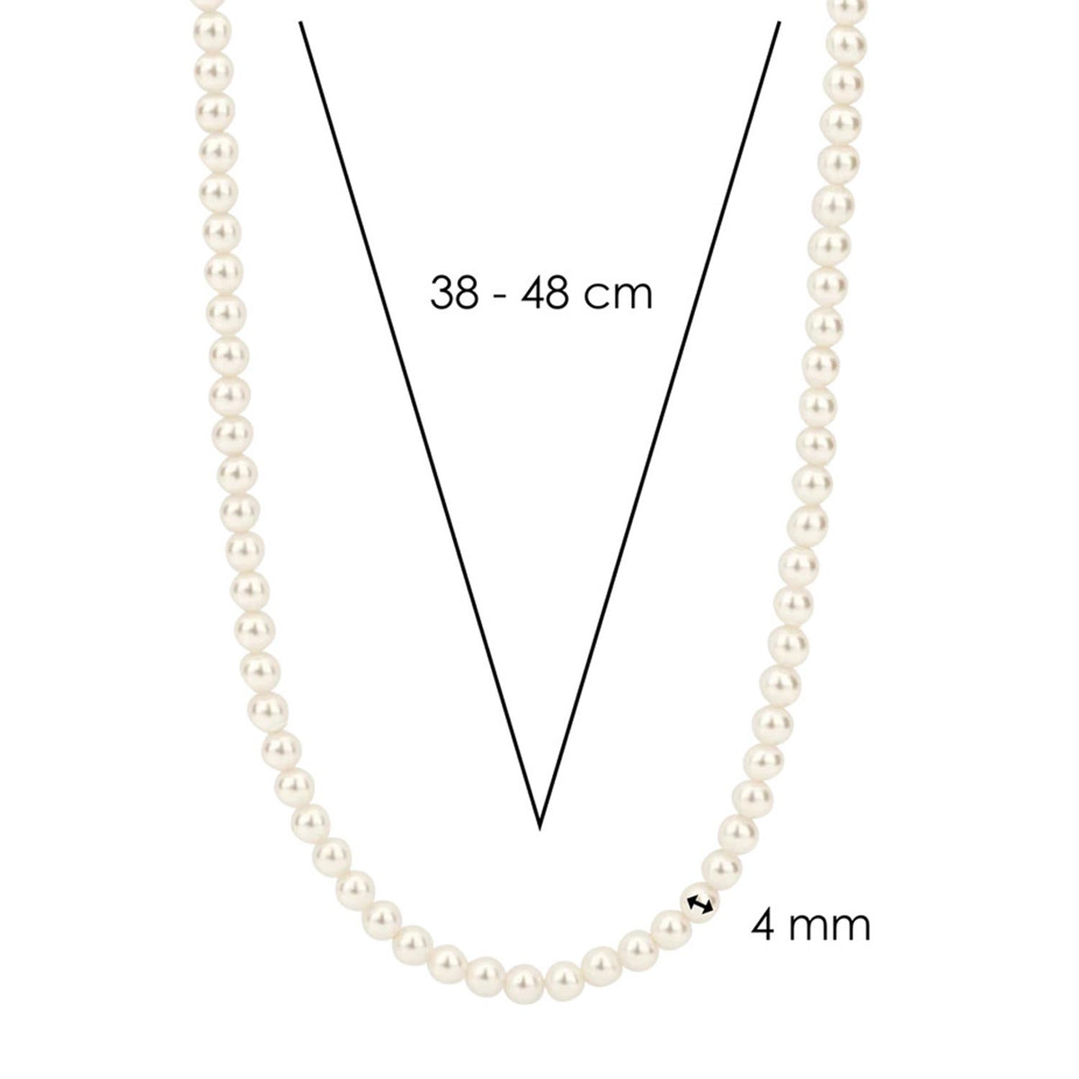 Ti Sento Small Pearl Necklace, Silver