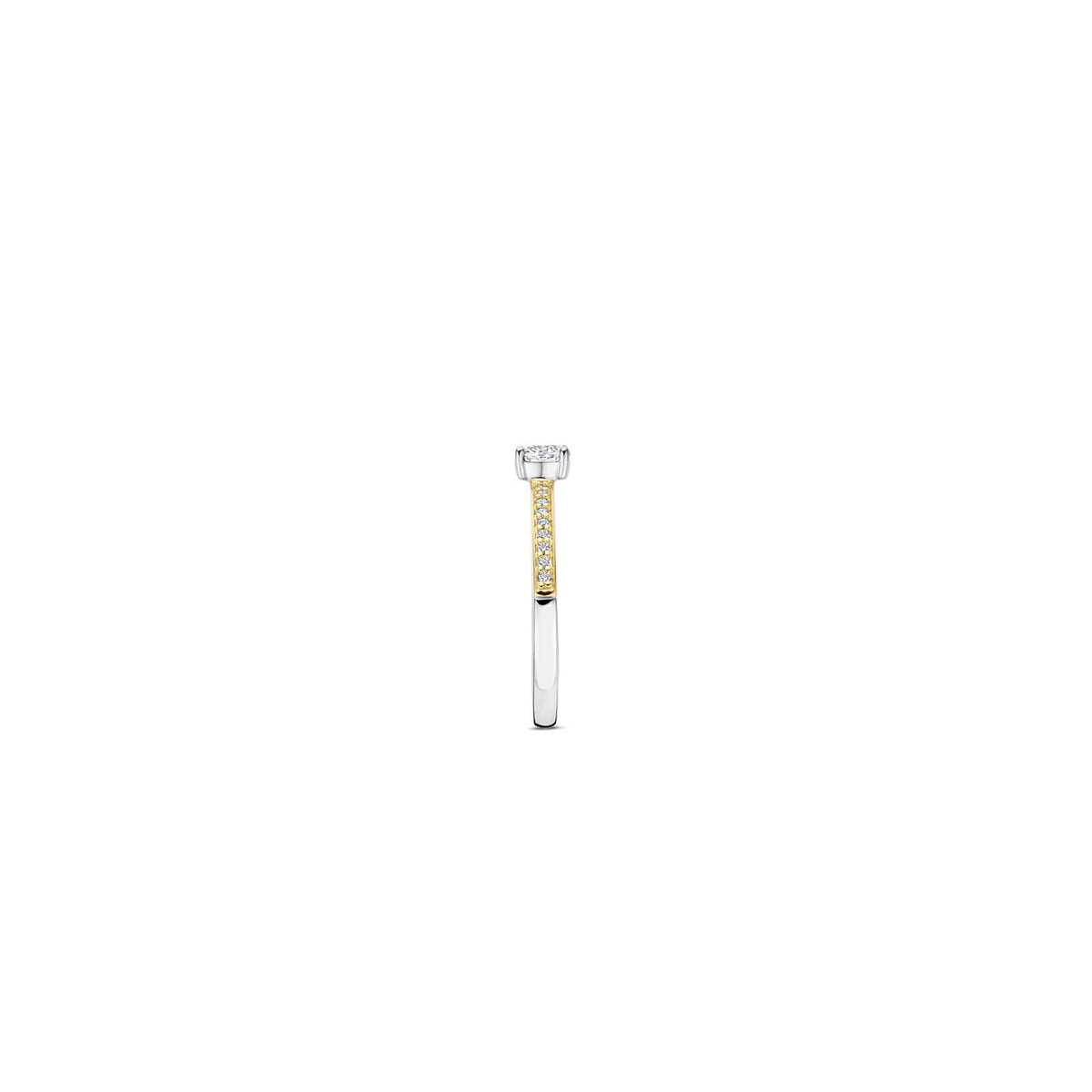 Ti Sento Solitaire CZ Pavé Set Ring, Gold