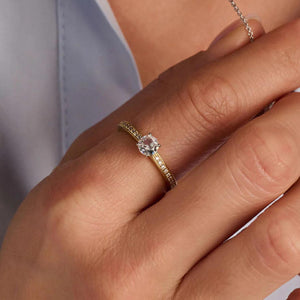 Ti Sento Solitaire CZ Pavé Set Ring, Gold