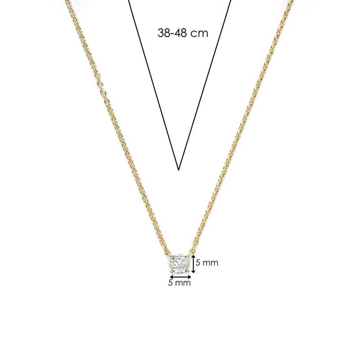 Ti Sento Solitaire Necklace, Gold