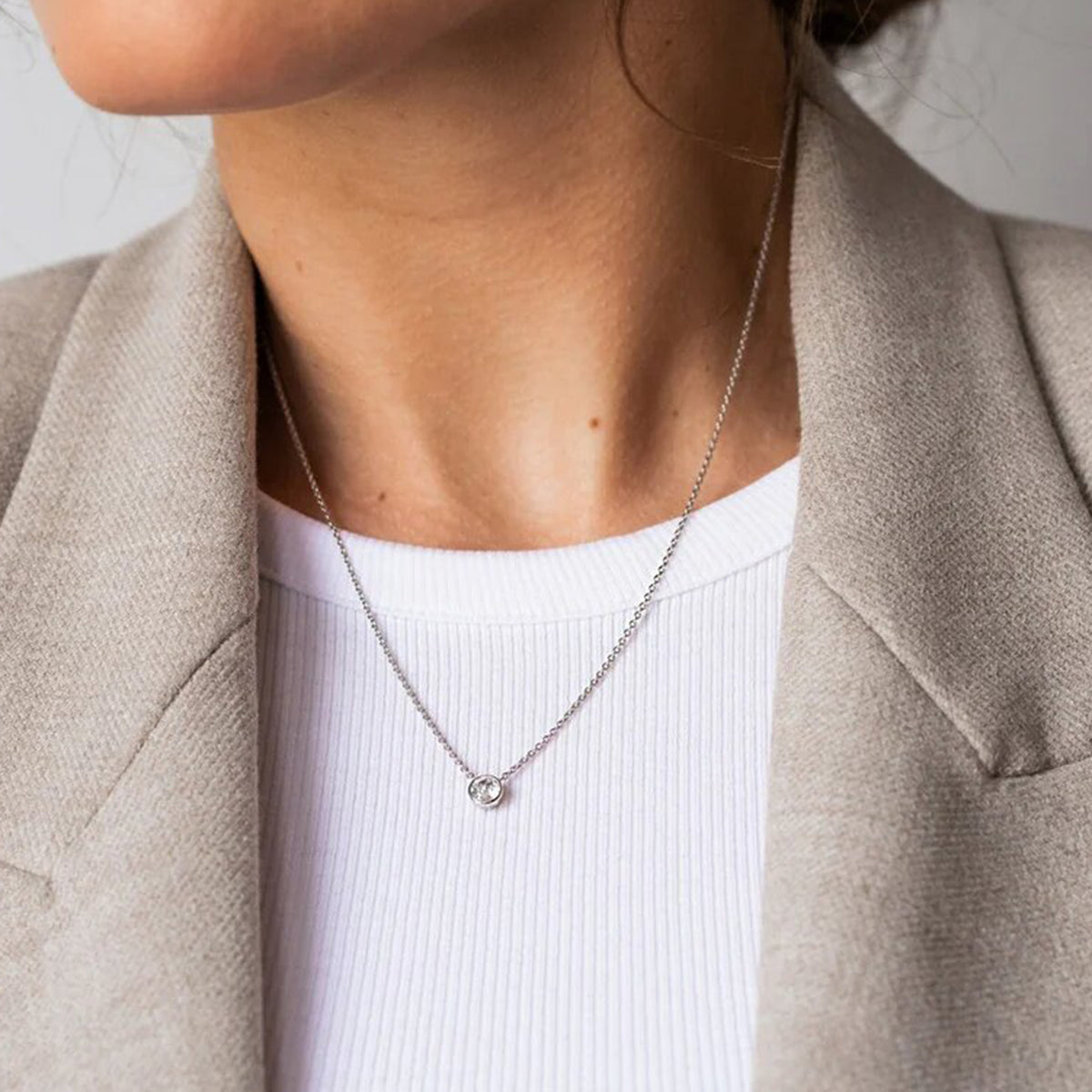 Ti Sento Solitaire Pendant Necklace, Silver