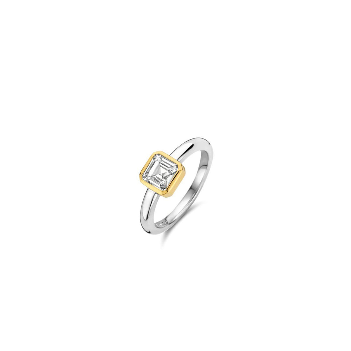 Ti Sento Square CZ Solitaire Ring, Silver