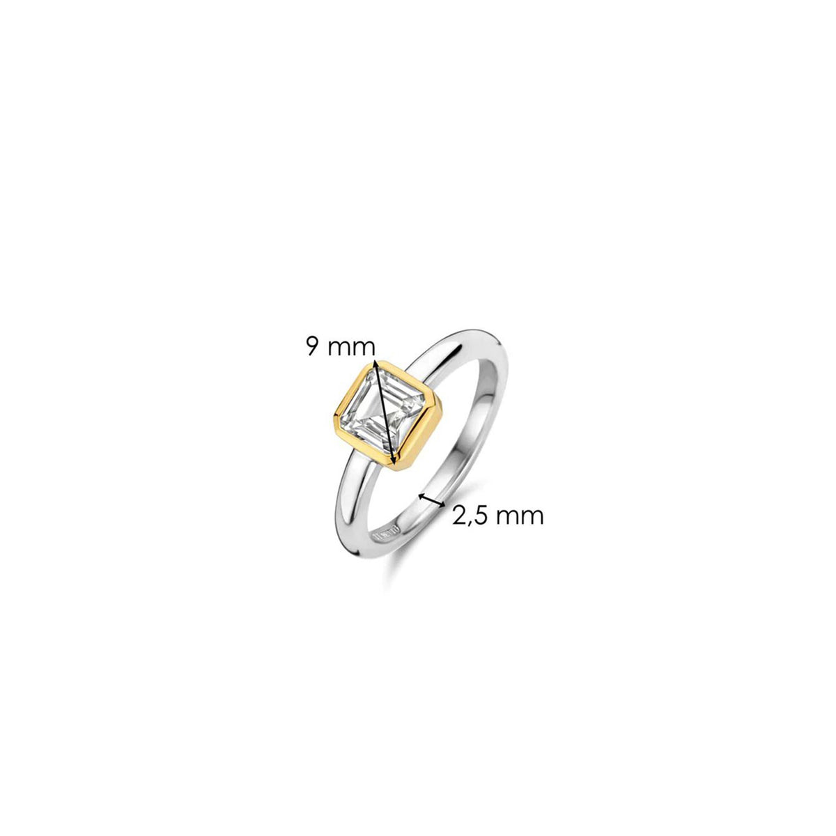 Ti Sento Square CZ Solitaire Ring, Silver