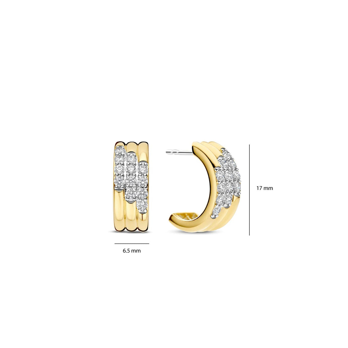 Ti Sento Stardust Zirconia Layered Earrings, Gold