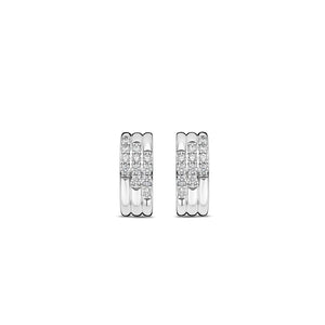 Ti Sento Stardust Zirconia Layered Earrings, Silver