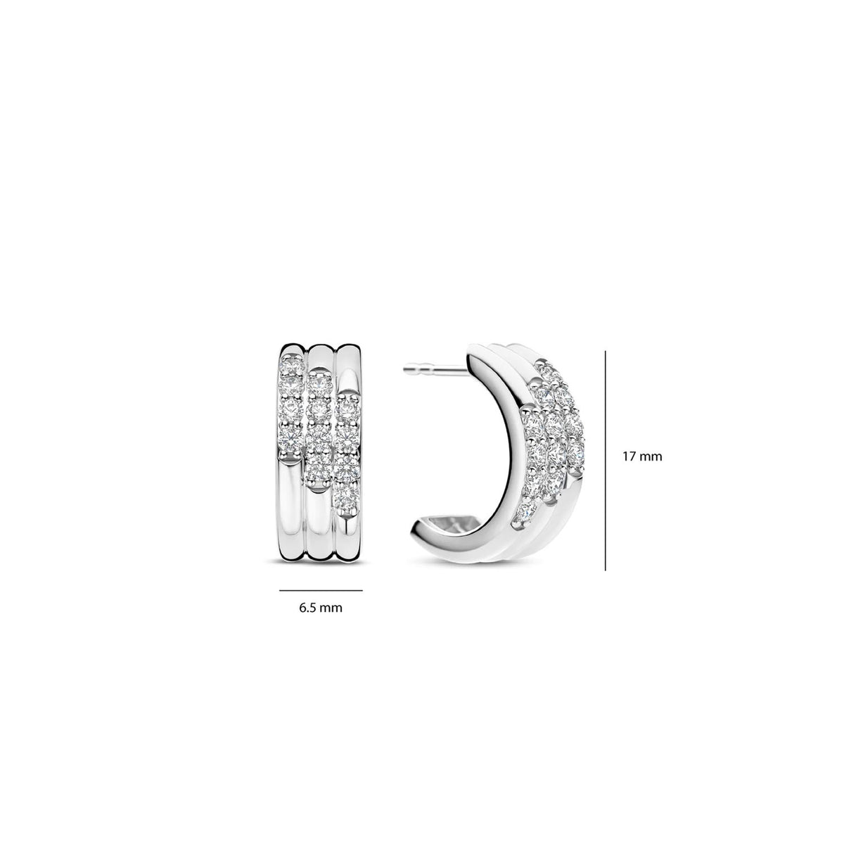 Ti Sento Stardust Zirconia Layered Earrings, Silver