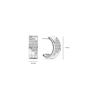 Ti Sento Stardust Zirconia Layered Earrings, Silver