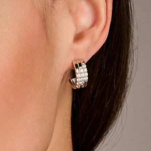 Ti Sento Stardust Zirconia Layered Earrings, Silver