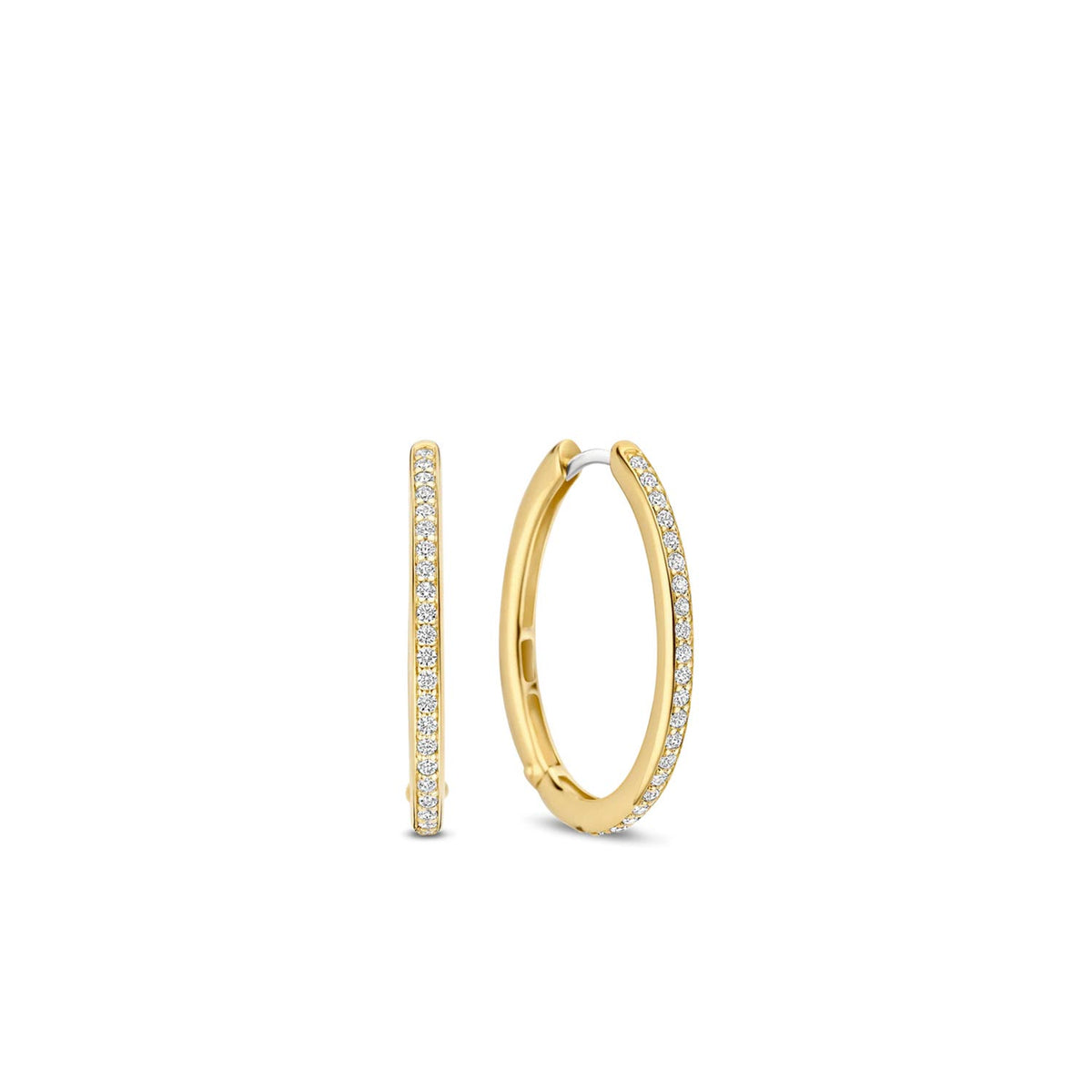 Ti Sento Tennis Oval Hoop Earrings, Gold
