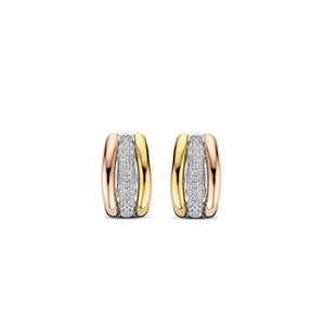 Ti Sento Tricolour CZ Triple Hoop Earrings, Gold & Rose Gold