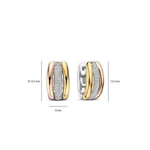 Ti Sento Tricolour CZ Triple Hoop Earrings, Gold & Rose Gold