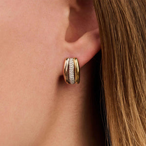 Ti Sento Tricolour CZ Triple Hoop Earrings, Gold & Rose Gold